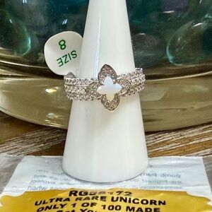 Dazzling Silver Floral Ring with Crystal Accents